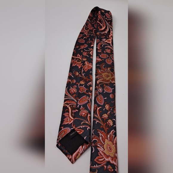 Canali Men's Tie Neck Tie Red Paisley Floral  Seta Silk Italy 60" - Picture 7 of 8